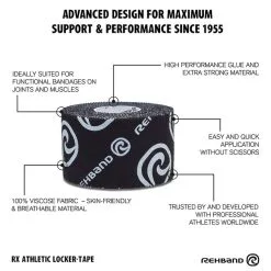 REHBAND RX Athletic Locker Tape, 38mm X 10m -butik med fitnessudstyr 20119999 Rehband RX Athletic Locker Tape 38mm 10m Black 03 0422