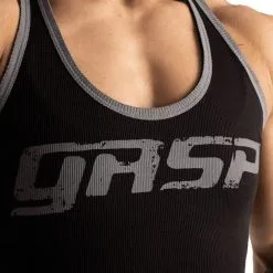 GASP Rib Crop T-Back, Light Grey Melange -butik med fitnessudstyr 210002999R Gasp Rib Crop T Back Black 04 aug21