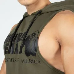 Gorilla Wear Rogers Hooded Tank Top, Army Green -butik med fitnessudstyr 901274000R Gorilla Wear Rogers Hooded Tank Top Army Green 04 0922