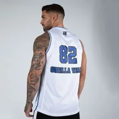 Gorilla Wear San Mateo Jersey Tank Top, White/Blue -butik med fitnessudstyr 901331030R Gorilla Wear San Mateo Jersey Tank Top White Blue 02 0922