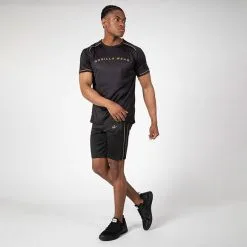 Gorilla Wear Fremont T-Shirt, Black/Gold -butik med fitnessudstyr 905589220R Fremont T Shirt black gold 08 0921