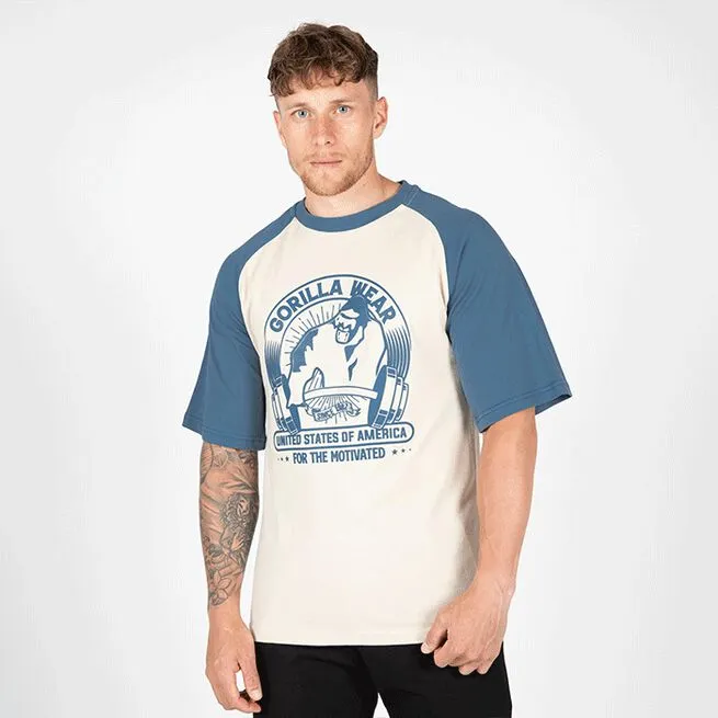 Gorilla Wear Logan Oversized T-Shirt, Beige/Blue 1 Gorilla Wear Logan Oversized T-Shirt, Beige/Blue
