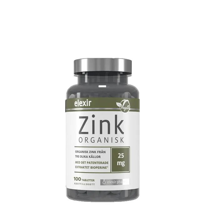 Elexir Pharma Organisk Zink 25 Mg, 100 Tabletter 1 Elexir Pharma Organisk Zink 25 Mg, 100 Tabletter