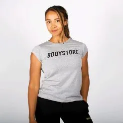 Bodystore.dk Bodystore Women Logo Tee, Grey -butik med fitnessudstyr BS2222 GRY R BODYSTORE WMN NEW LOGO TEE GREY S 02 0920 1