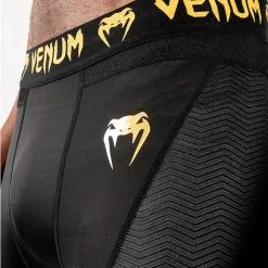 Venum G-Fit Compression Tights, Black/Gold -butik med fitnessudstyr VENUM 03727 126R Venum G Fit Compression Tights Black Gold 06 0522