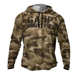 GASP L/S Thermal Hoodie, Green Camoprint -butik med fitnessudstyr l s thermal hoodie green camoprint l gasp 1 1