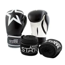 Star Nutrition Gear Star Gear Boxing Gloves, Black + Få Hand Wraps På Köpet